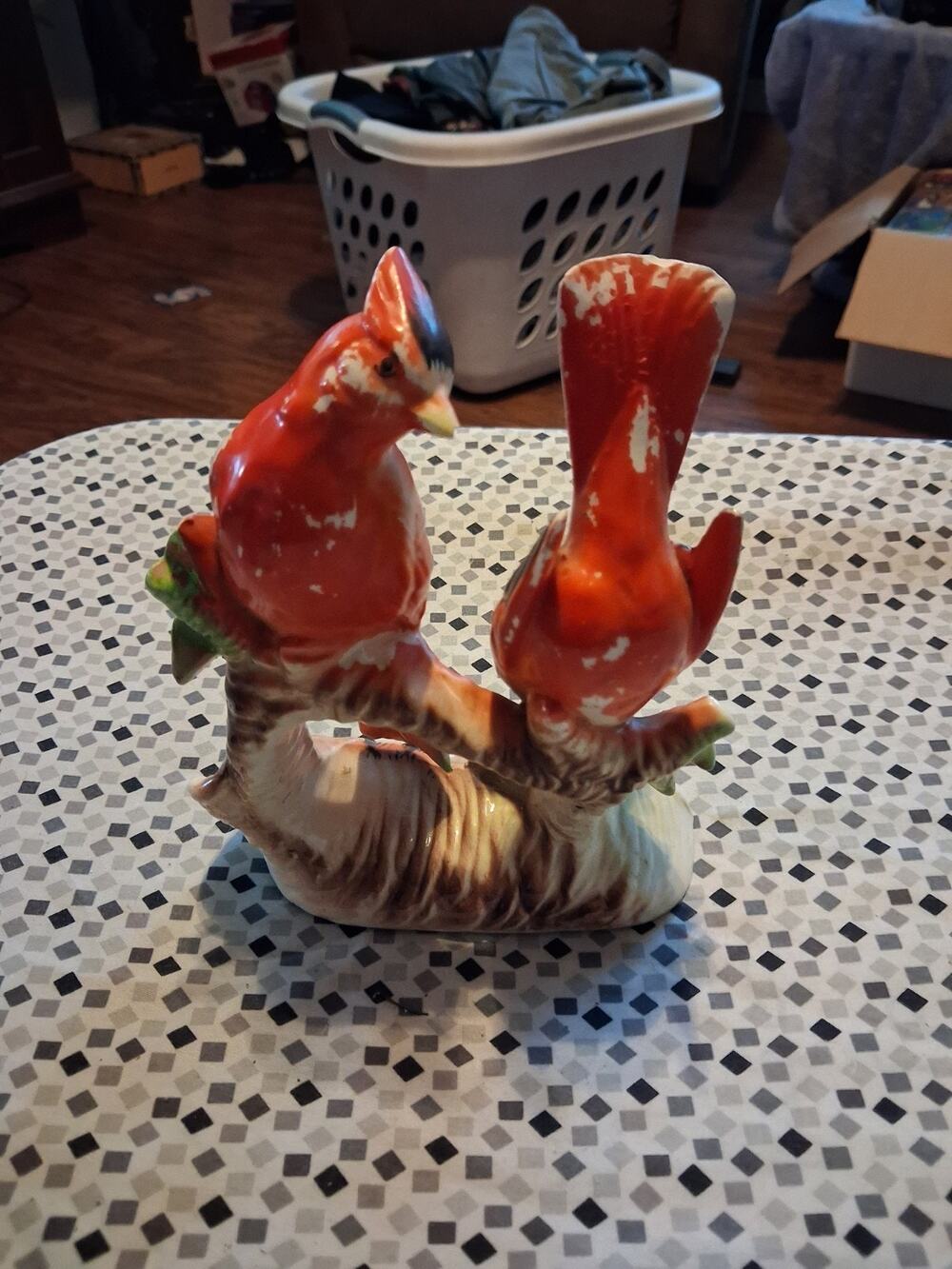 Vtg 1950’s Suttons Japan Cardinals Red Figurine Porcelain Handpainted